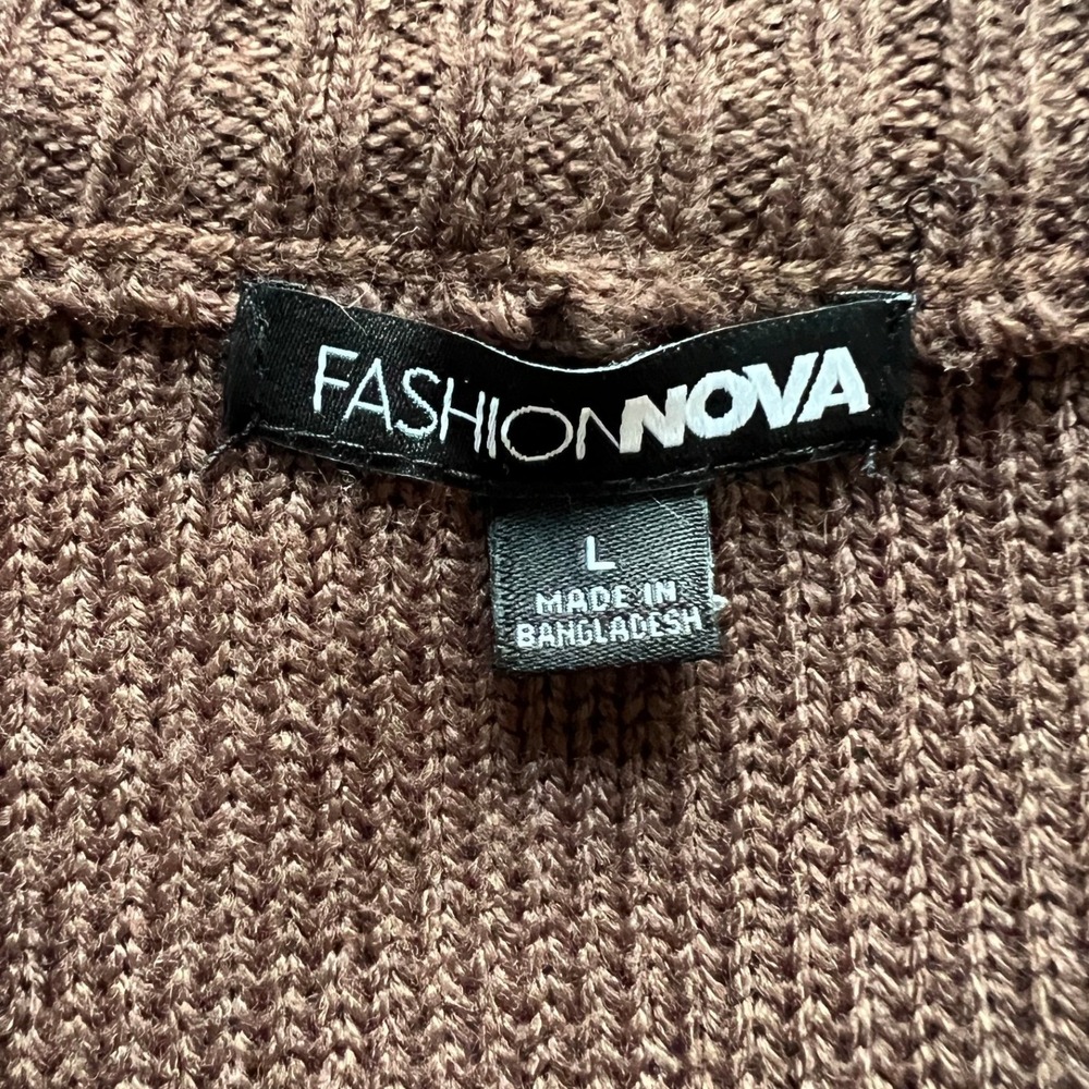 Fashion Nova Womens Brown Open Front‎ Ribbed Shawl Collar Cardigan Sweater Large - Picture 9 of 9